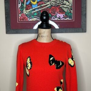 RARE J Crew Collection Tippi Monarch Butterfly Cashmere Sweater Women’s S